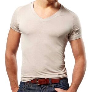 Mr Davis The Traditional Bamboo Cut V-Neck T-shirt Tone Color Sz XL  Sealed NWT